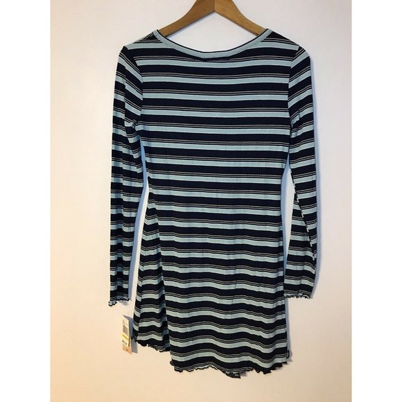 Wallflower Juniors Women's Blue Striped Long Sleeve Dress Size M New - Picture 7 of 7